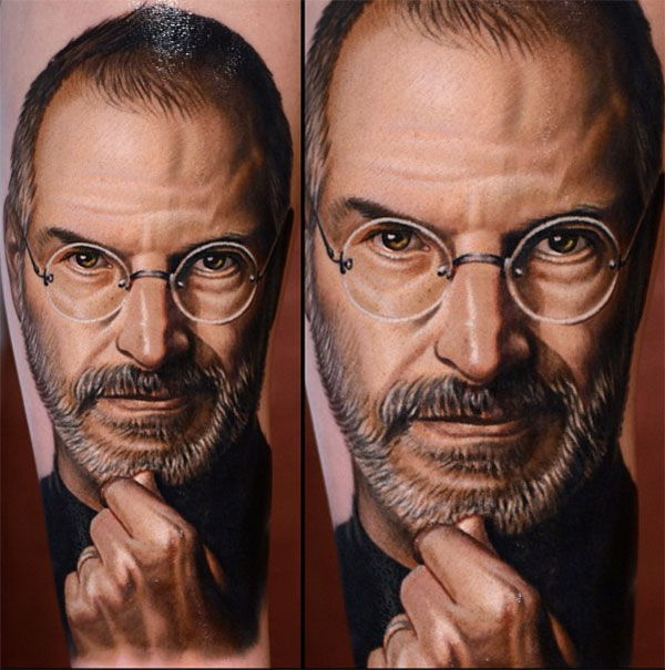 Tatuiruotė su Steve Jobs atvaizdu